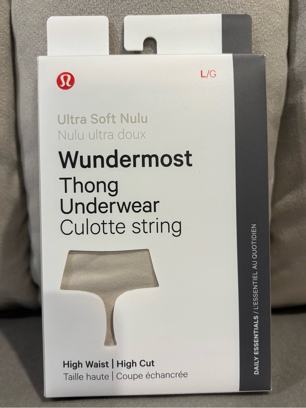 Lululemon Wundermost Thong Underwear Nulu Dove Grey Women’s Size Large NWT!